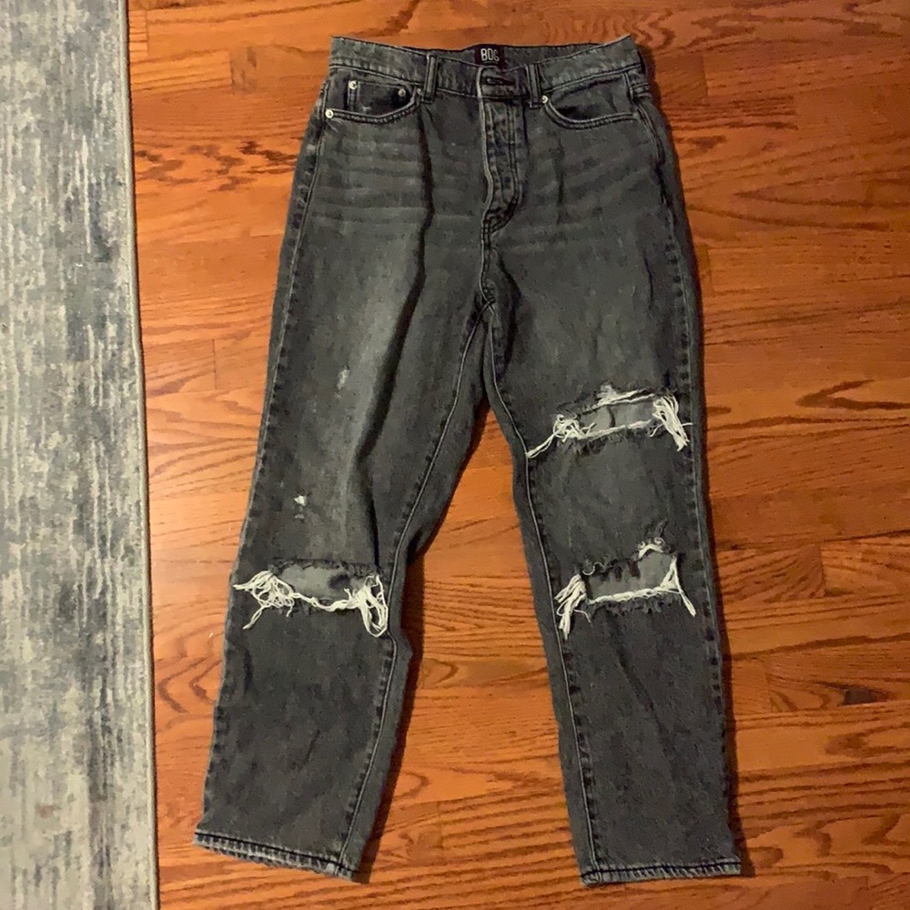slim straight black ripped jeans from urban outfitters